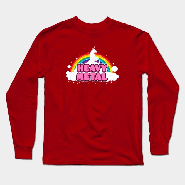 HEAVY METAL! (Funny Unicorn / Rainbow Mosh Parody Design) Long Sleeve T-Shirt by badbugs